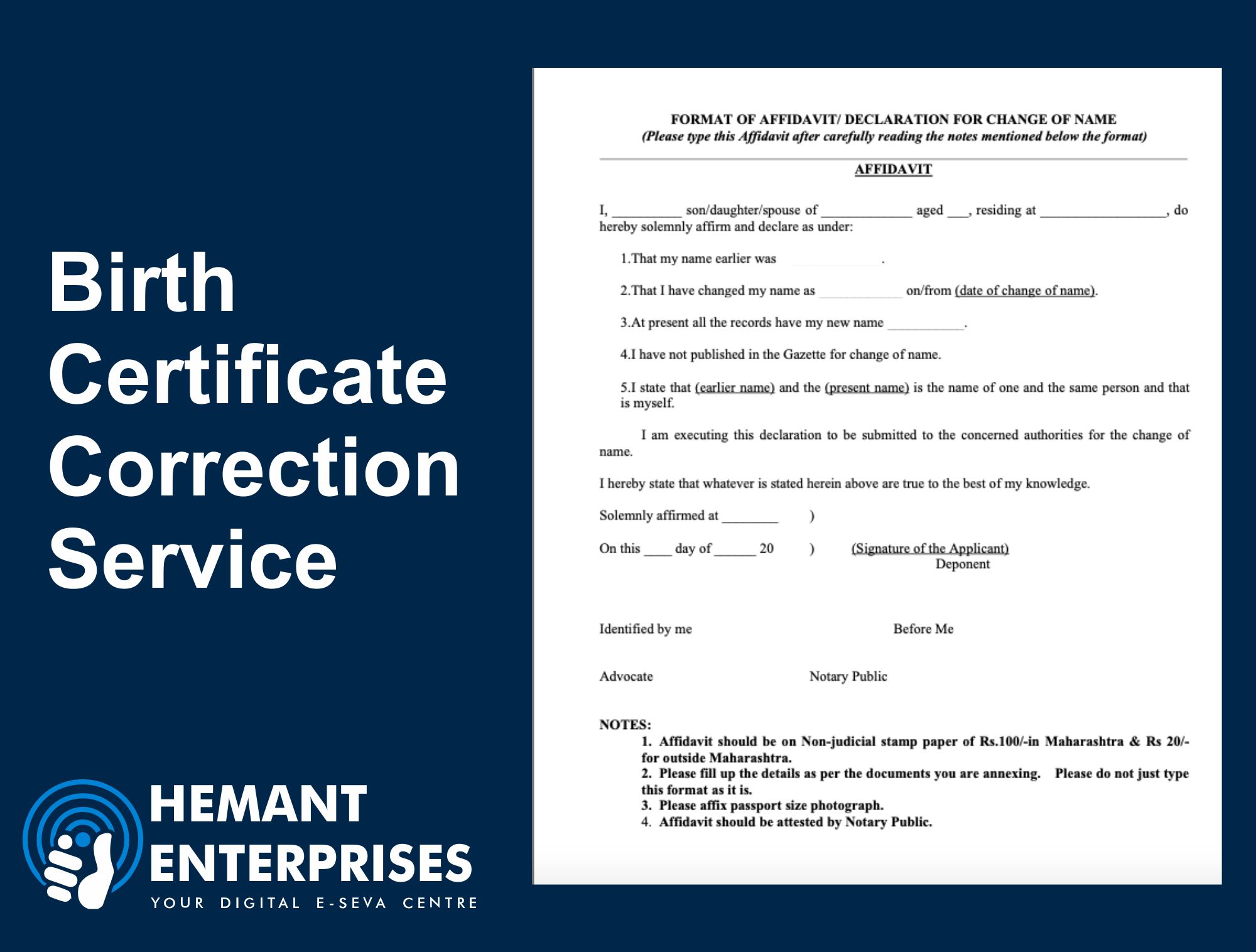 Birth Certificate<br>Correction Service